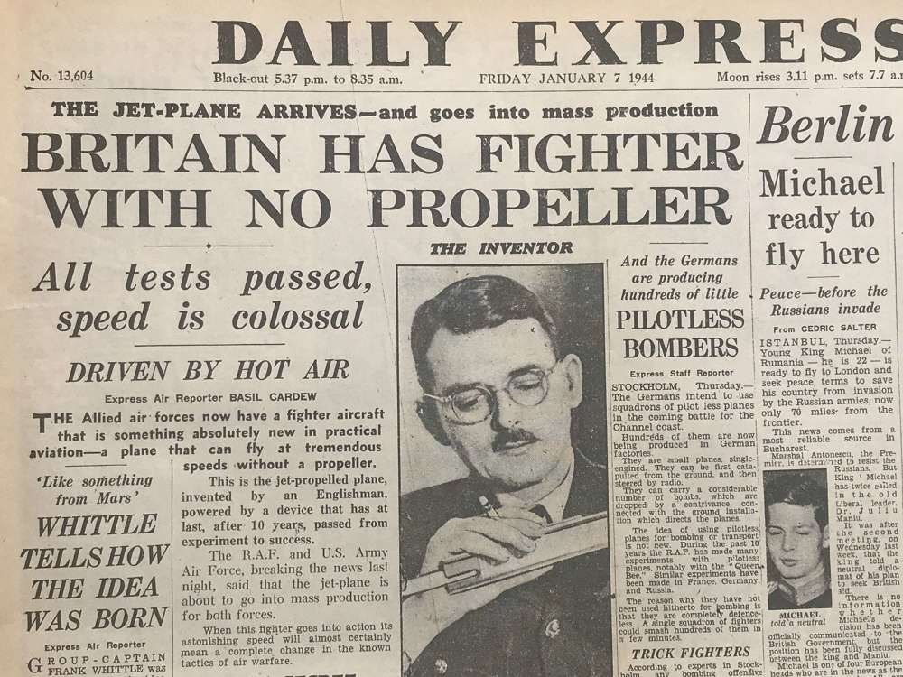 Daily express newspaper dated Friday, January 7, 1944 (jet Fighter)