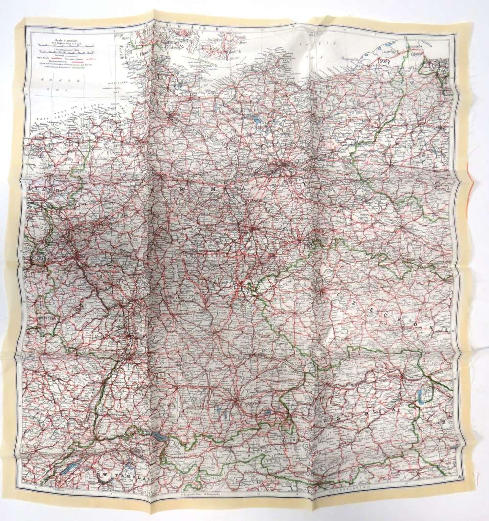 WW2 Air Crew / Special Forces / SOE Single Side Silk Map of North Germany