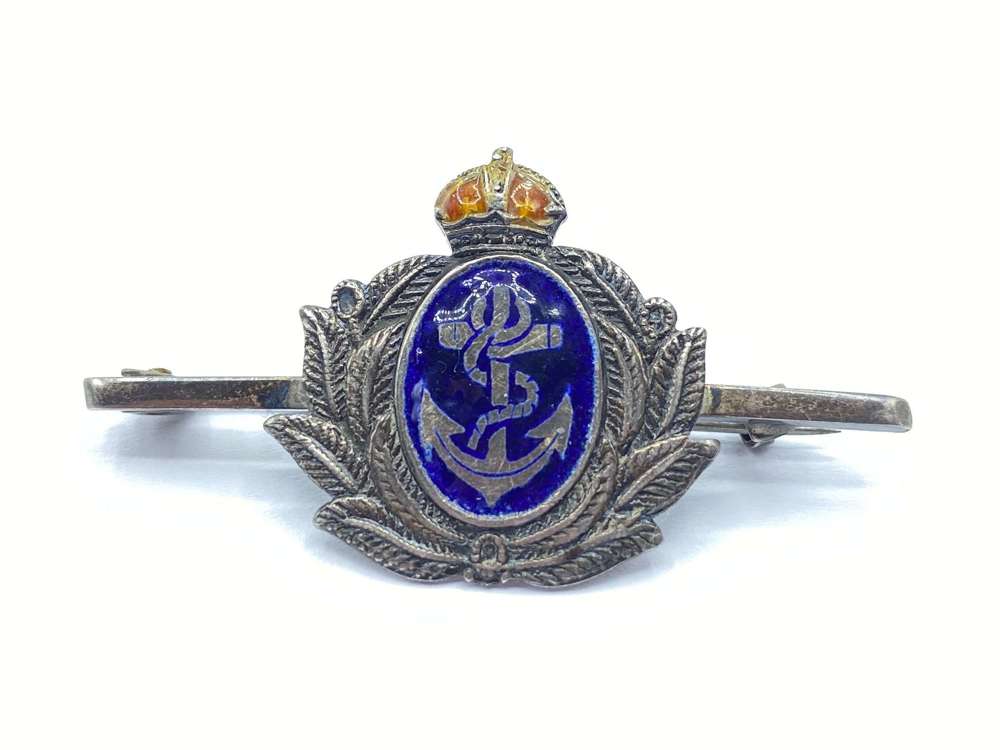 WW1 Sterling Silver & Enamel British Royal Navy Sweetheart Brooch