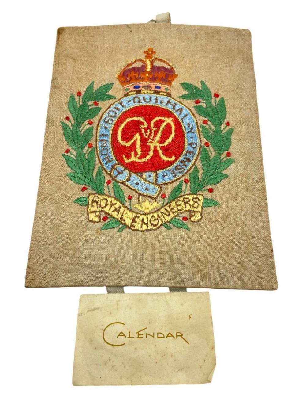 WW2 British Embroidered Royal Engineers Regimental 1944 Calendar