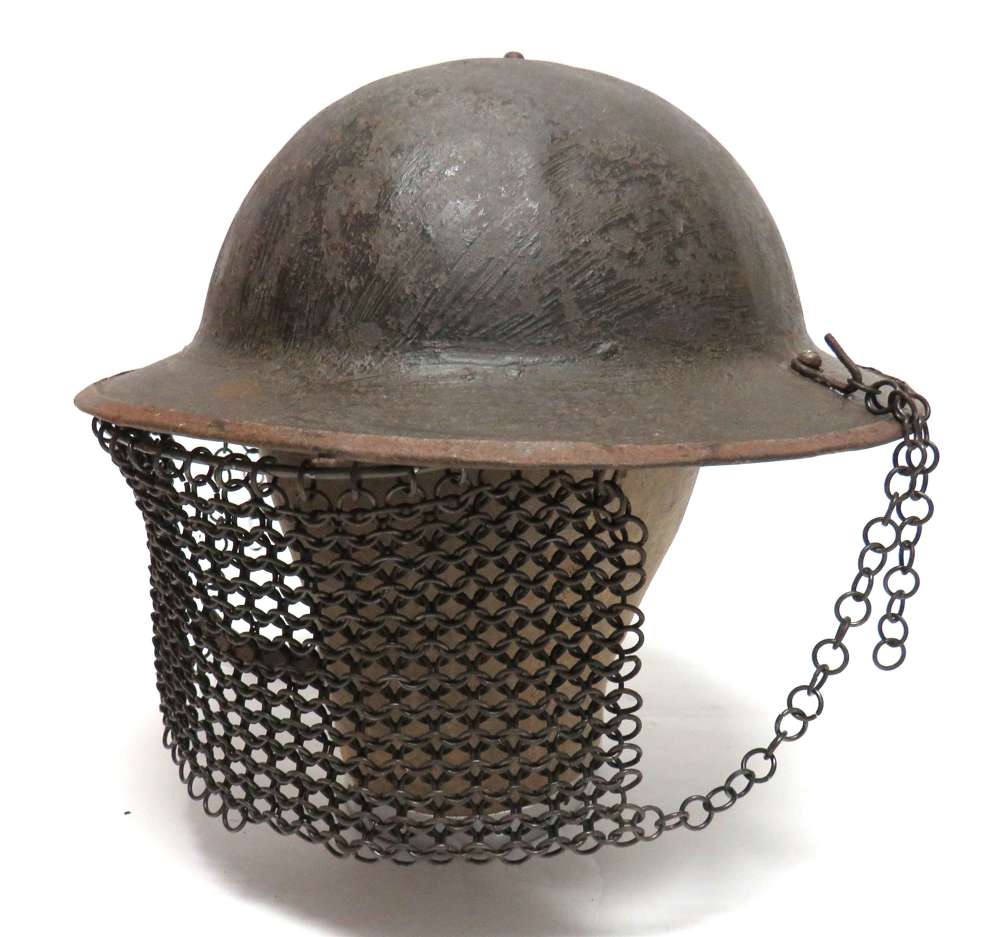 Rare WW1 British Cruise Pattern Chainmail Visor Brodie Steel Helmet