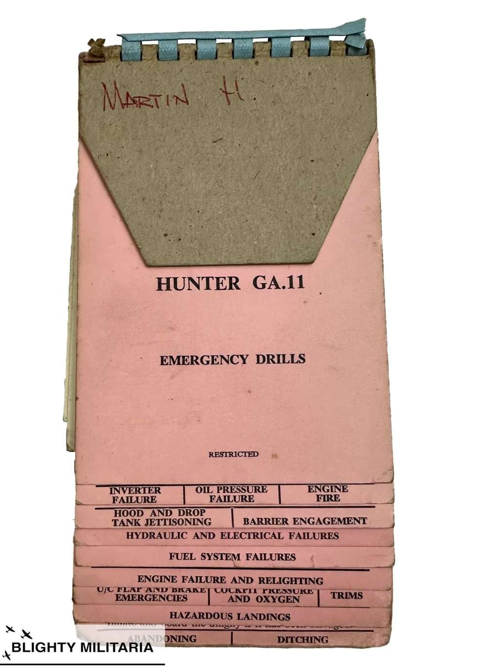 1966 dated Hunter G.A 11&nbsp;Flight Reference Cards Emergency Drill Cards