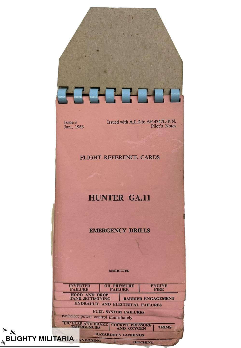 1966 Dated Hawker Hunter G.A 11&nbsp;Flight Reference Cards Emergency Drill