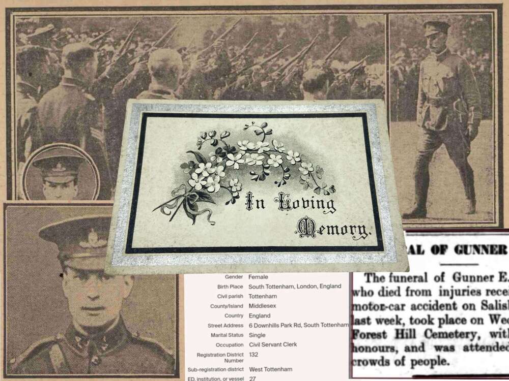 WW1 Mourning Funeral Card To Gnr E A Snow Killed 1909 Salisbury Plain