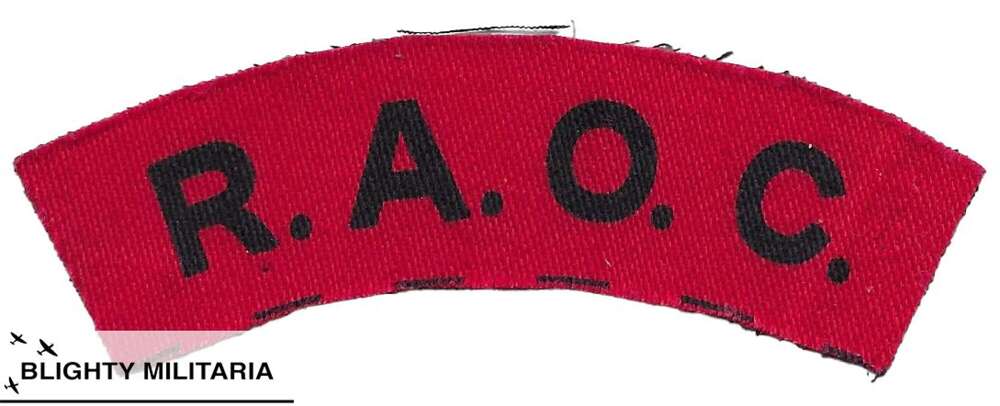 Original WW2 Royal Army Ordnance Corps Printed Economy Shoulder Title