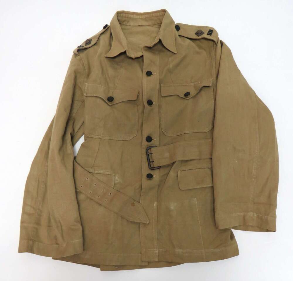Interwar / WW2 Officers Quilted Spine Pad Khaki Rifle Brigade Tunic