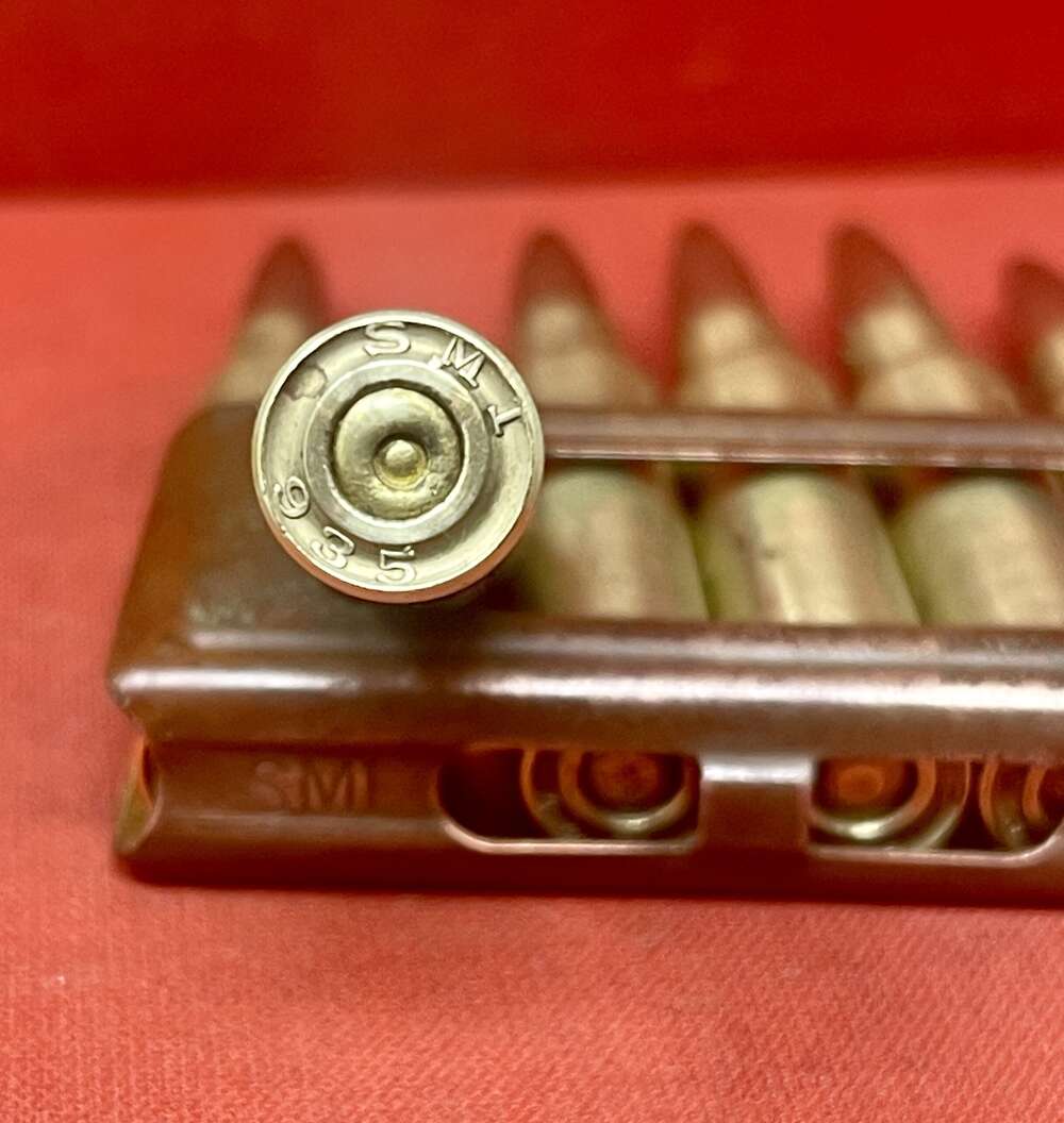 Original WWII 6 x 6.5mm Carcano Rounds in Clip (Inert)