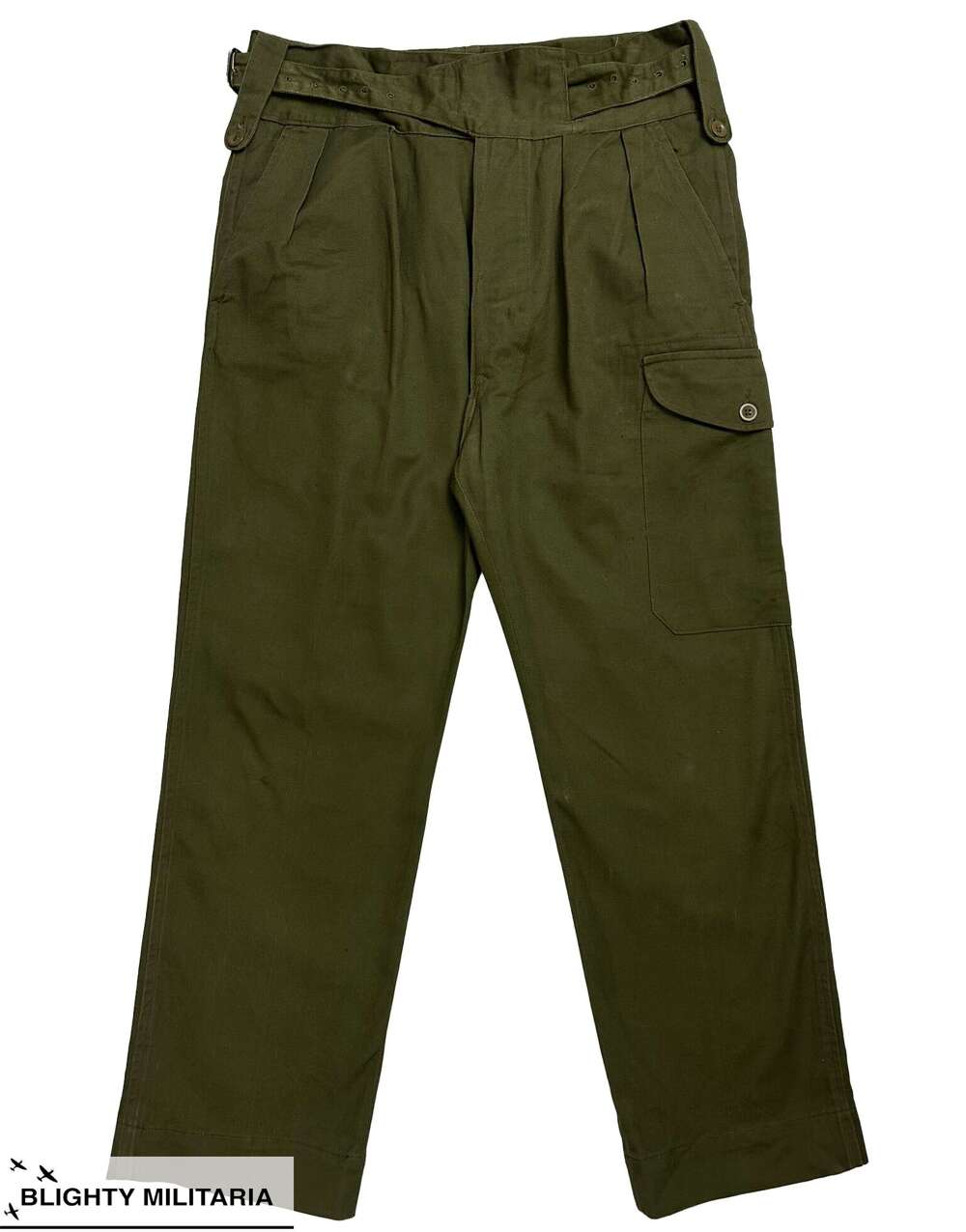 Original 1971 Dated 1960 Pattern Drill Green Trousers - Size 34x27