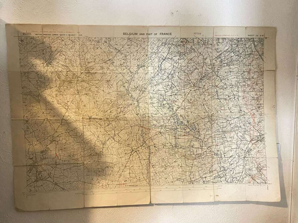 WW1 British Trench Map Of Deulemont To Hollebeke Sheet 28 S.W