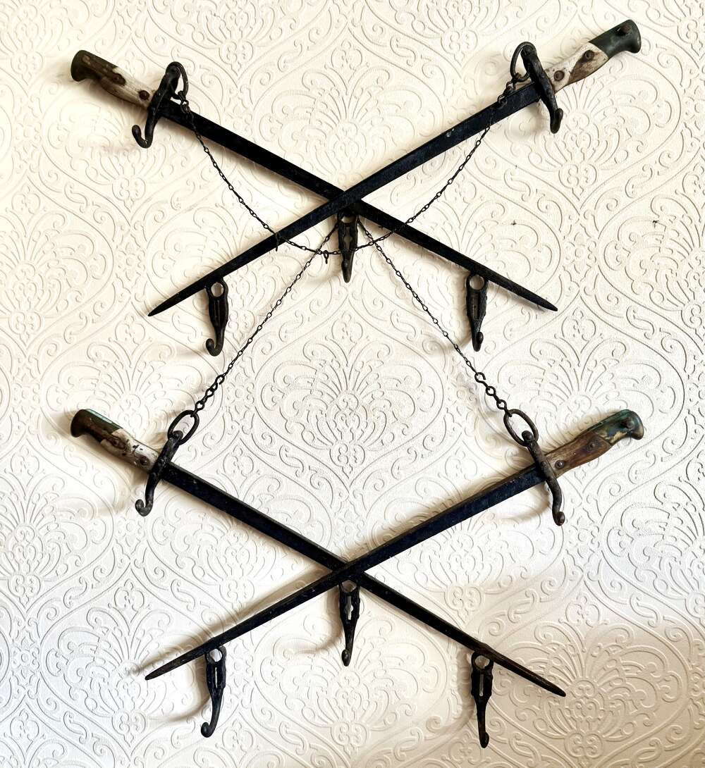Pair of French Cross Chasseport Sword Bayonet Coat Hangers
