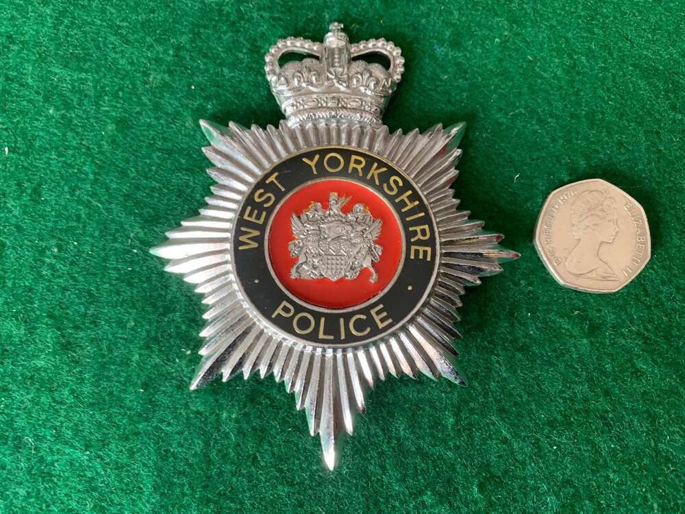 OBSOLETE WEST YORKSHIRE POLICE HELMET PLATE free post UK.