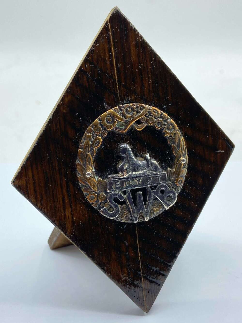 WW2 Period Coromandel Wood Mounted  South Wales Borderers Badge Trophy