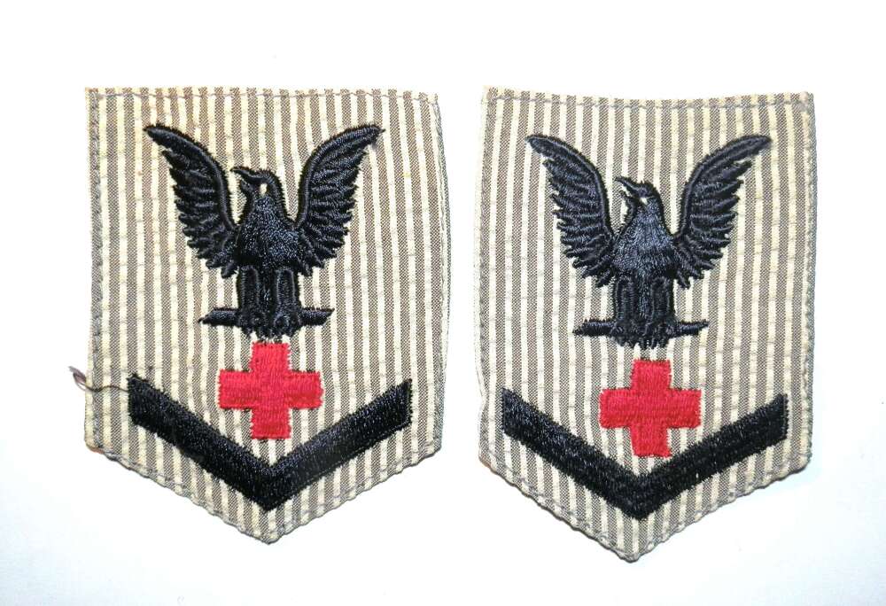 PAIR of US Navy Waves Petty Officer 3rd Class Medical Rank Insignia.