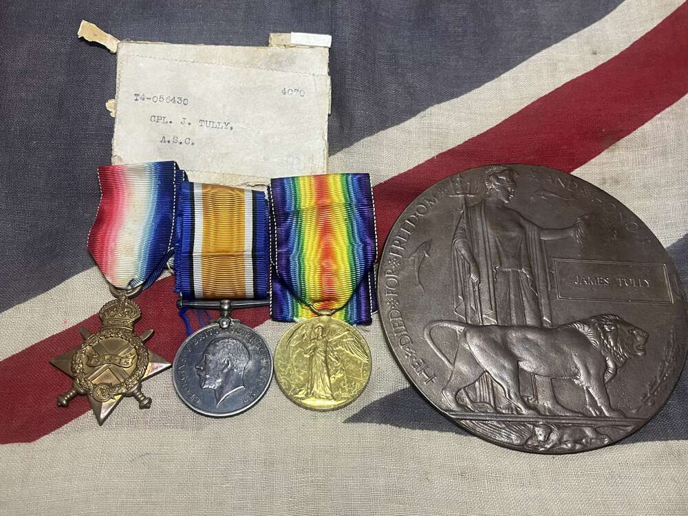 WWI Trio with Memorial Plaque. Tully. Knockatee, County Galway. Died 1918, influenza.