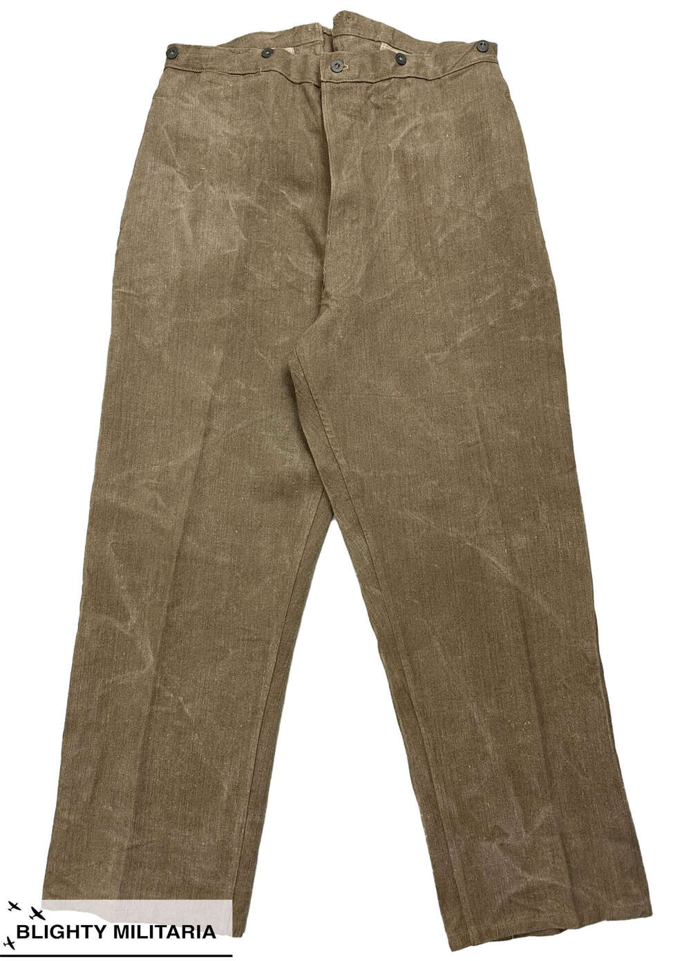 Original 1939 Dated French Army Linen Bourgeon Work Trousers - Size 36x30