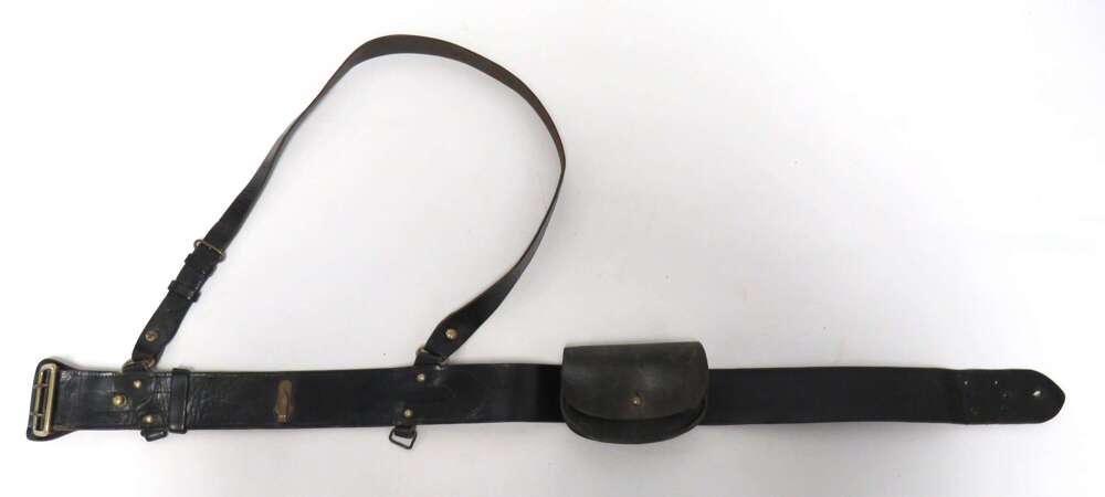WW1 / WW2  Rifles Officers Sam Browne Belt , Single Shoulder Strap & Ammunition Pouch Set