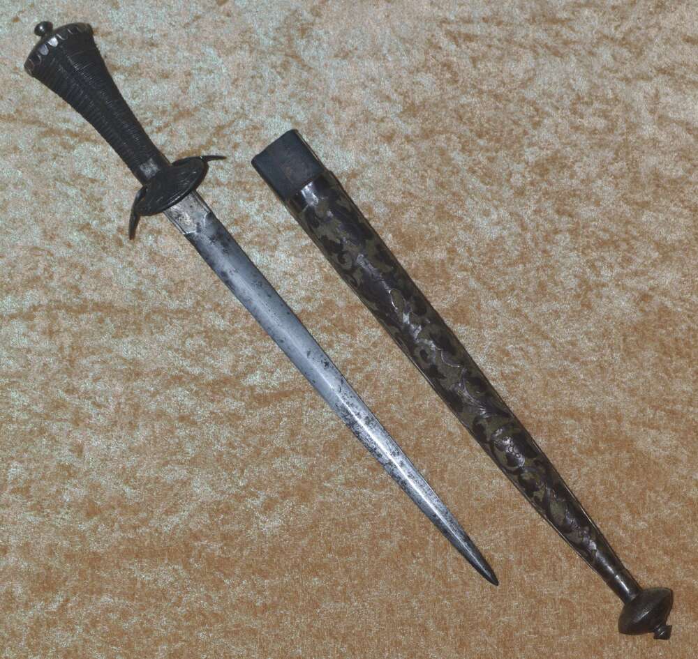 Late 16th C Landsknecht Dagger and Scabbard, Probably German