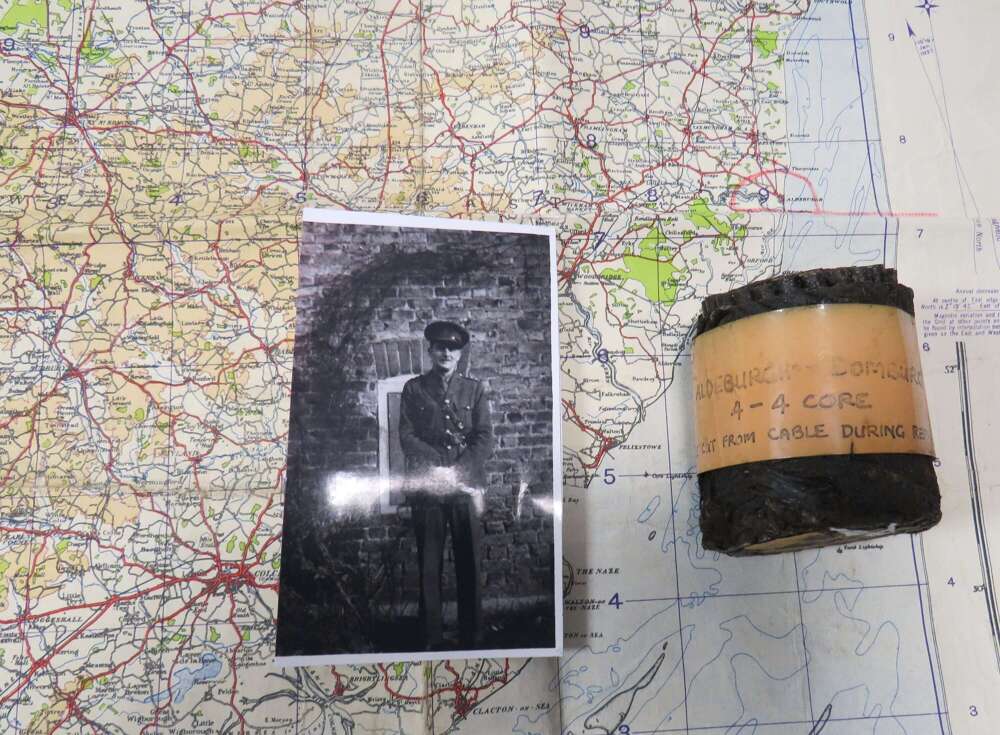 Rare Section of the Aldeburgh - Domburg Dutch Communications Cable & Map with History 1945
