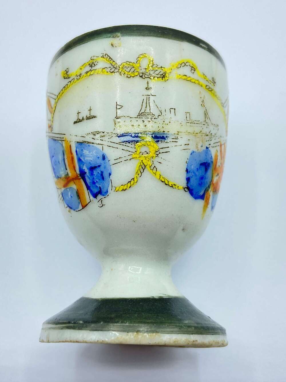 WW1 Period British Royal Navy Hand Painted Ceramic Egg Cup