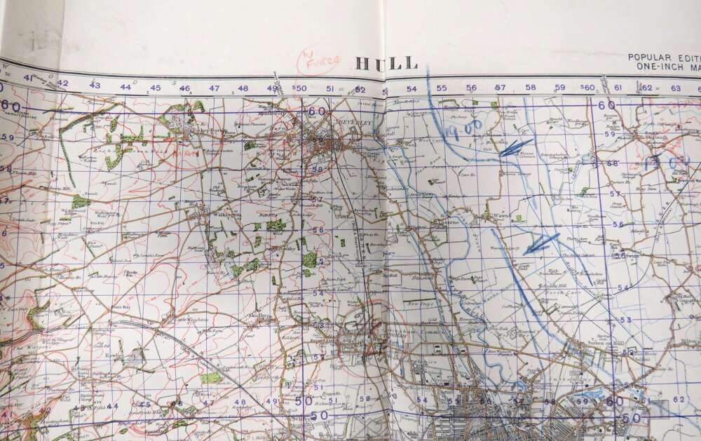 WW2 British Military Map of Hull with Infantry Markings