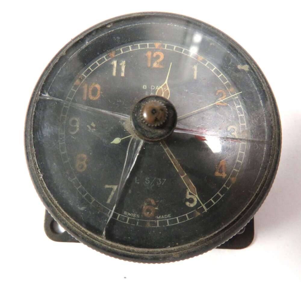 1937 Code Dated R.A.F 8 Day Aircraft Clock Possibly Fighter