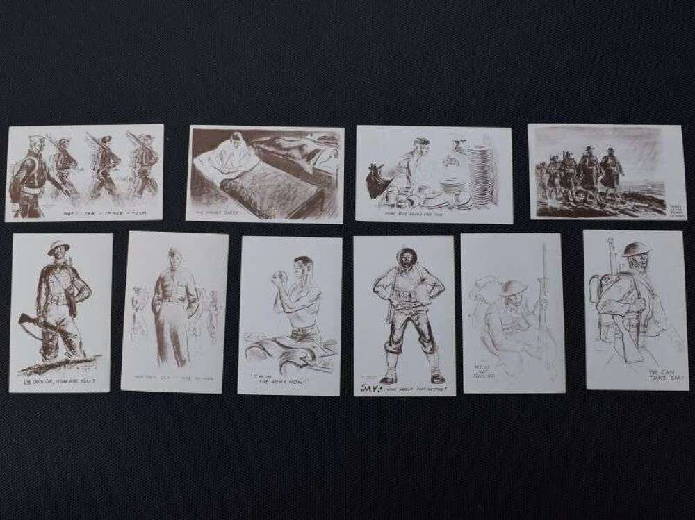 128) Excellent Original set of 10 WW2 US Army Issue Post Cards
