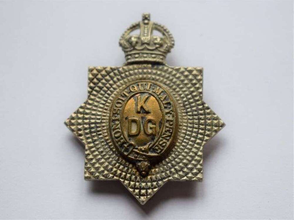 130) Original WW1 WW2 Cap Badge to the Kings Dragoon Guards