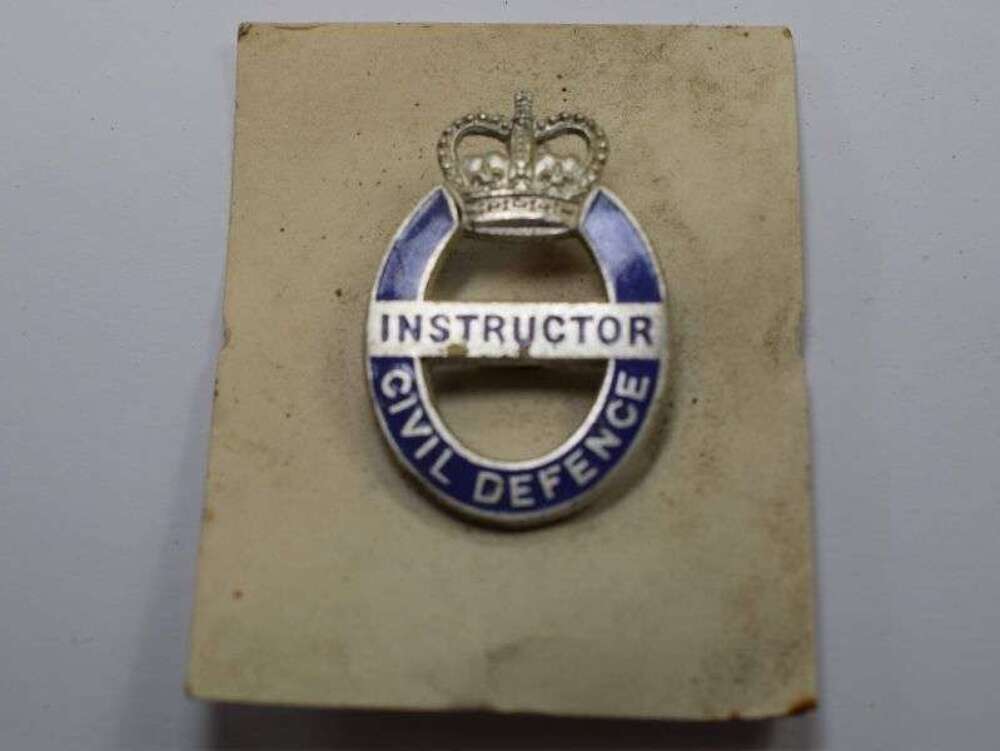 73) Unissued Cold War Civil Defence Instructors Badge on Original Card