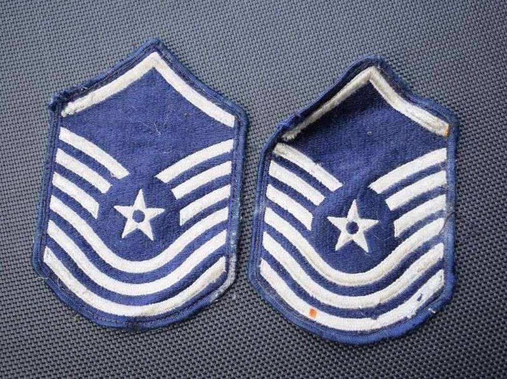 115) Post WW2 USAF Senior Master Sergent Cloth Insignia Rank Pair