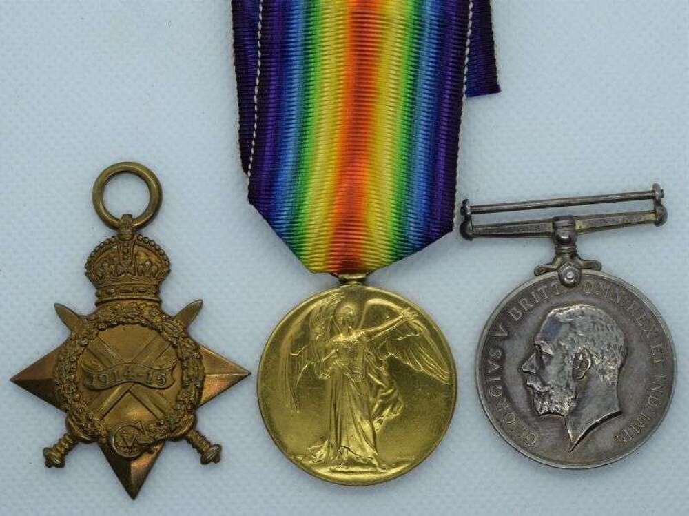 74) WW1 British Full Size Medal Trio T4-055530 DVR T.Bird A.S.C.