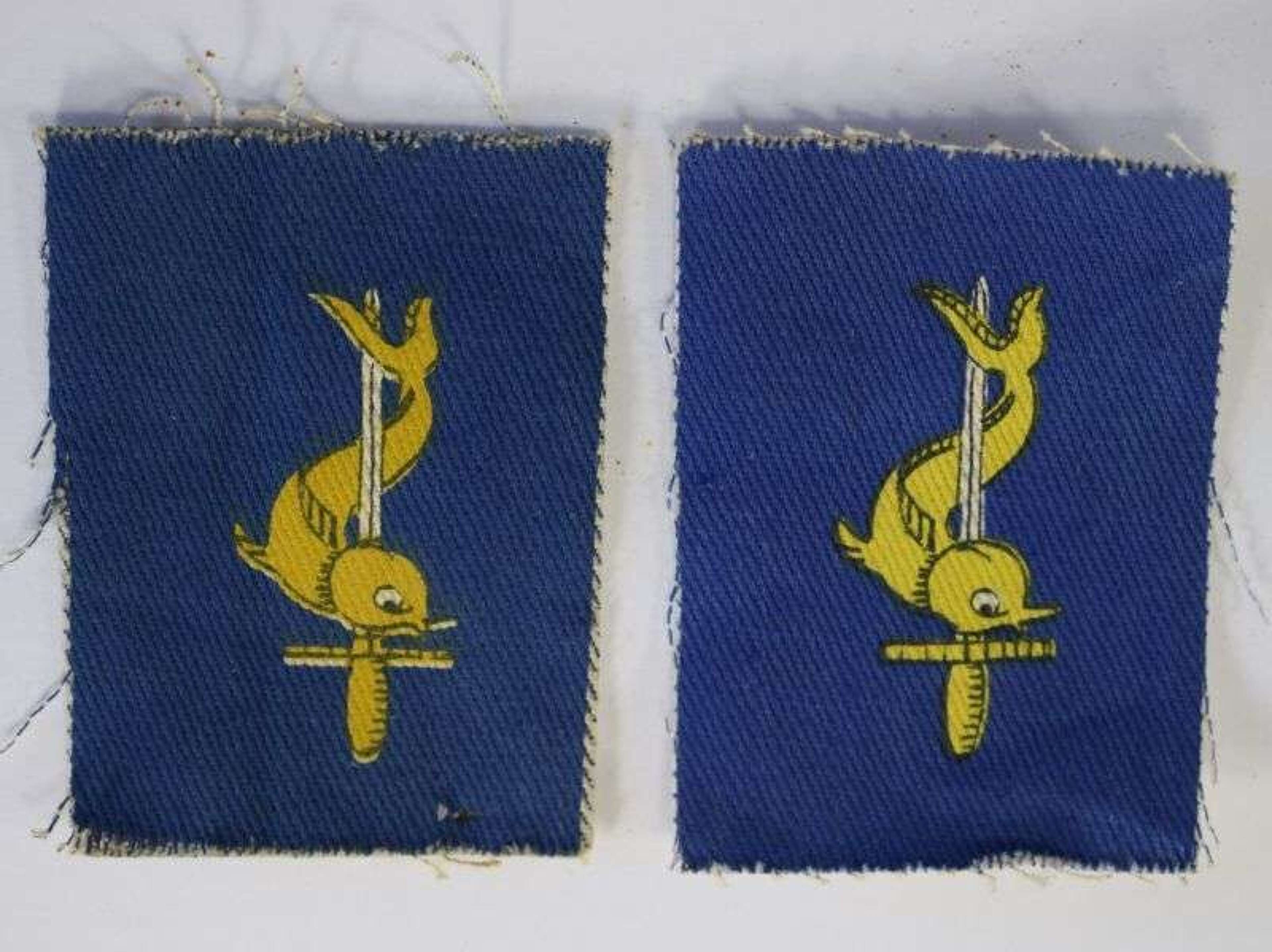 8 Original Post WW2 British Cloth Insignia pair 3rd Port Task Force RE ...