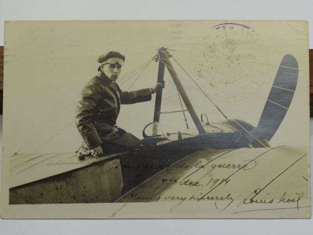 43) Original Pre WW1 Aviator Autographed Photograph Louis Noel
