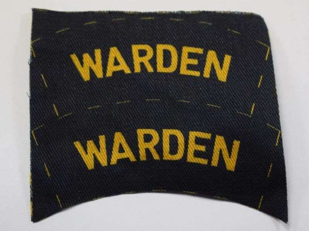 AM) Excellent Original Uncut Pair of Air Raid Wardens Printed Shoulder Titles