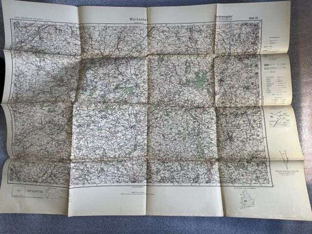 87) Good Original WW2 German Army Map of Worcester Operation Sealion Planned Invasion of B