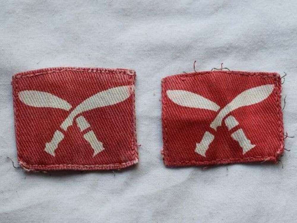 67) Original Uniform Removed Pair 1st Pat 48th Gurkha Infantry Cloth Insignia Pair