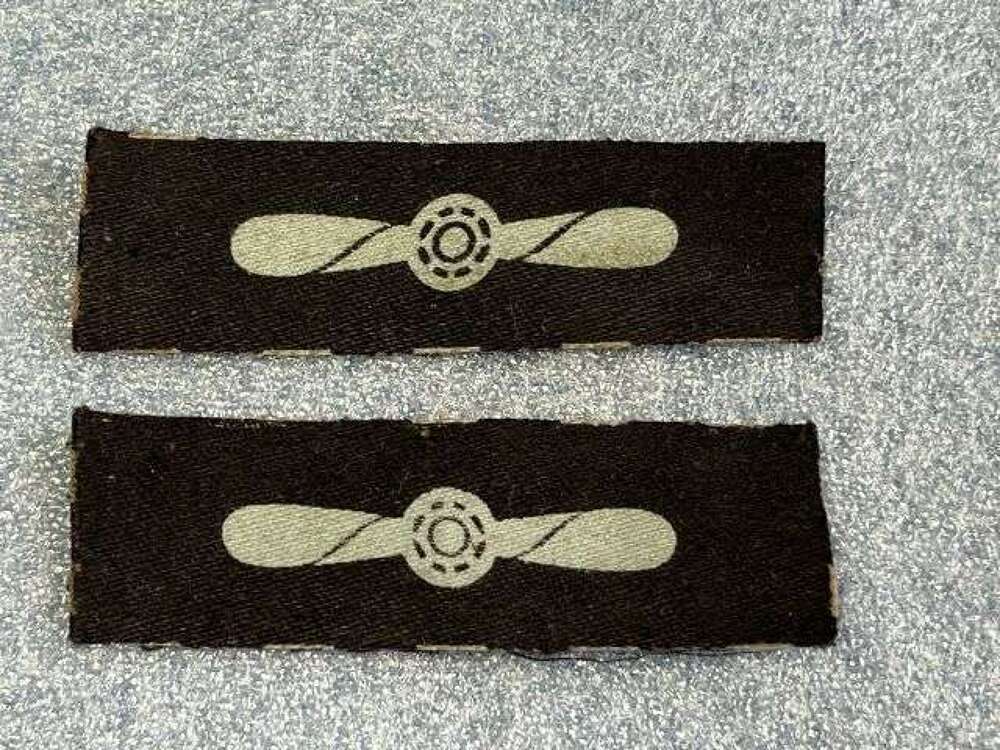 62) Original unissued WW2 RAF Leading Aircraftsman Printed Propeller Insignia pair