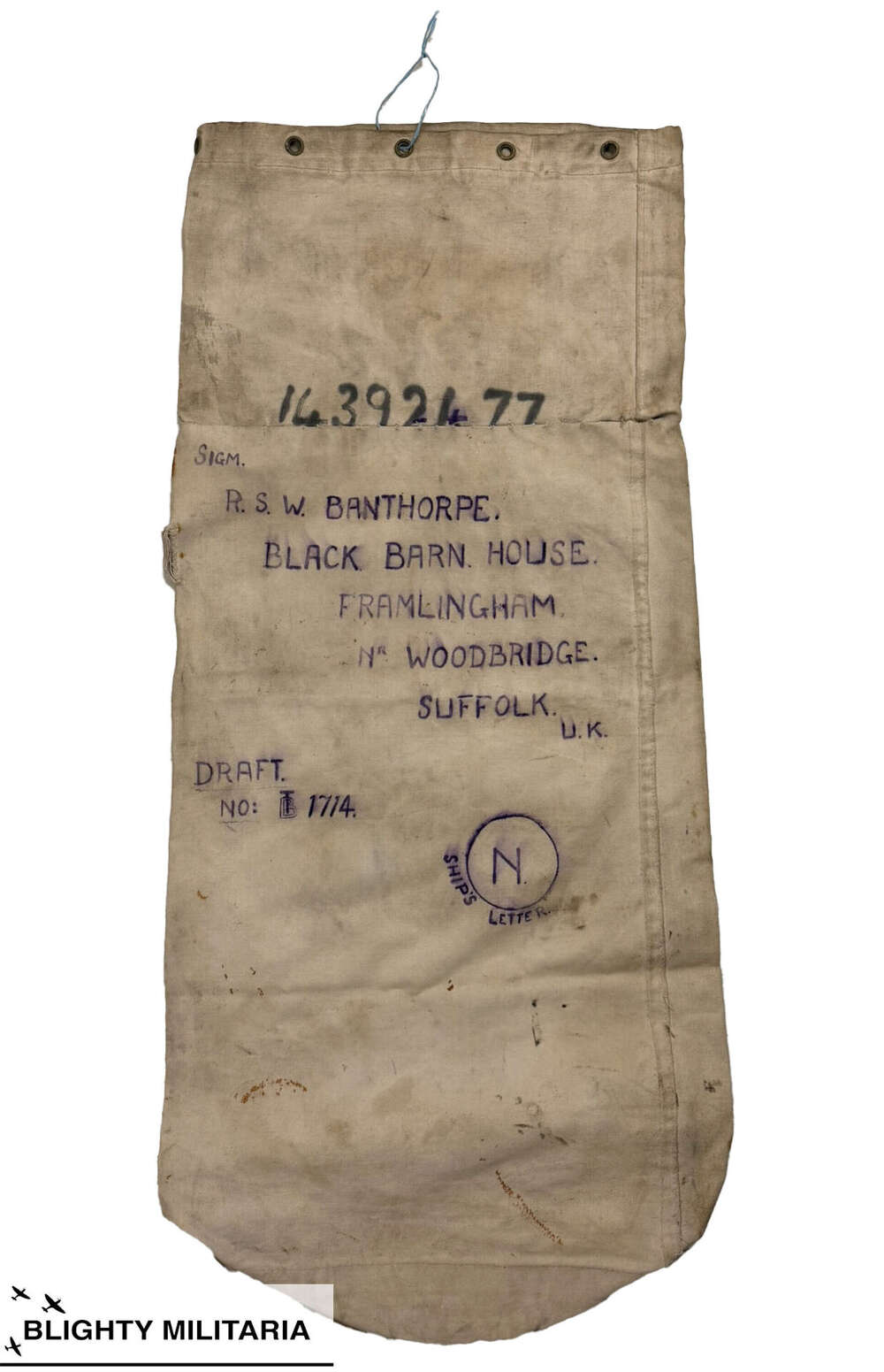 Original 1943 Dated British Army Kit Bag