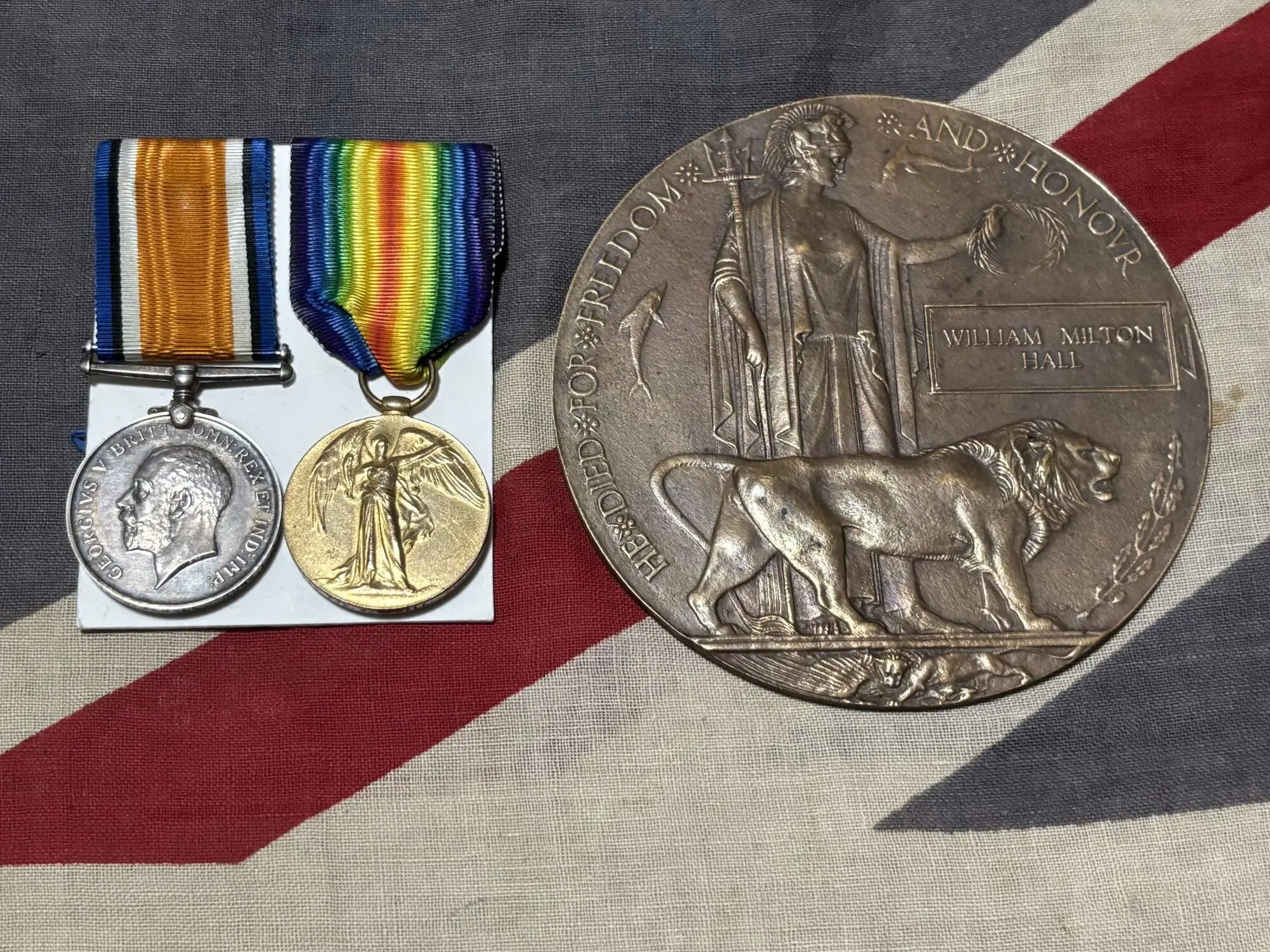 Casualty Pair Plaque Hall Durham Light Infantry KIA July 1918 