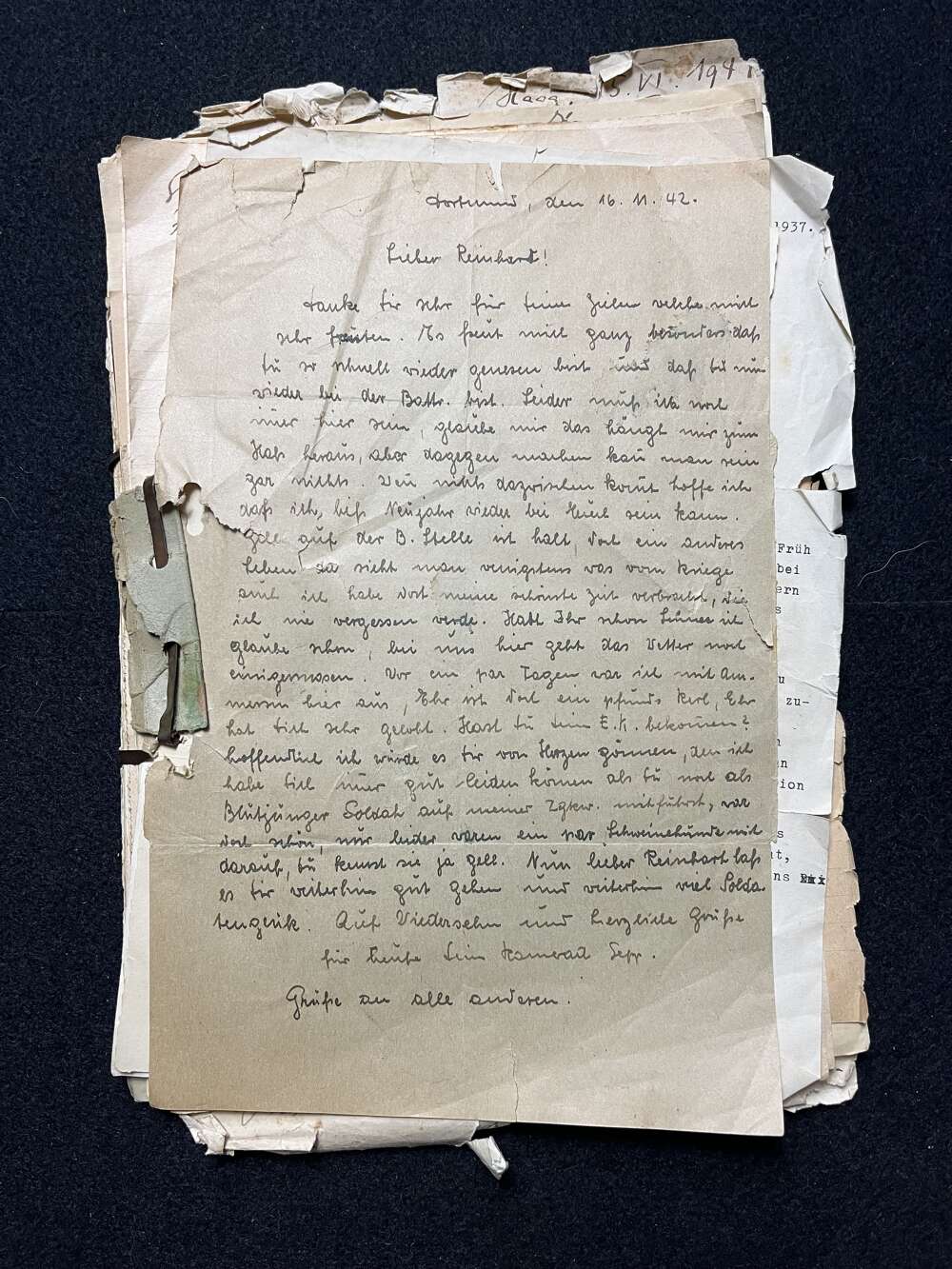 WW2 FAMILY LETTERS/ DOCUMENTS REINHART WASSER/ERWIN WASSER AND OTHER FAMILY MEMBERS